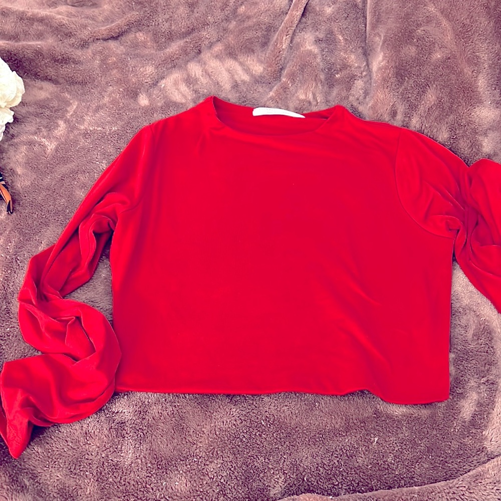Red long sleeve crop top